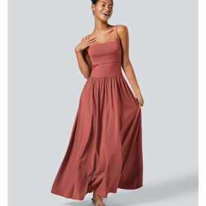 Halara Pocket Flowy Flare Maxi Quick Dry Casual Slip Dress Size Medium